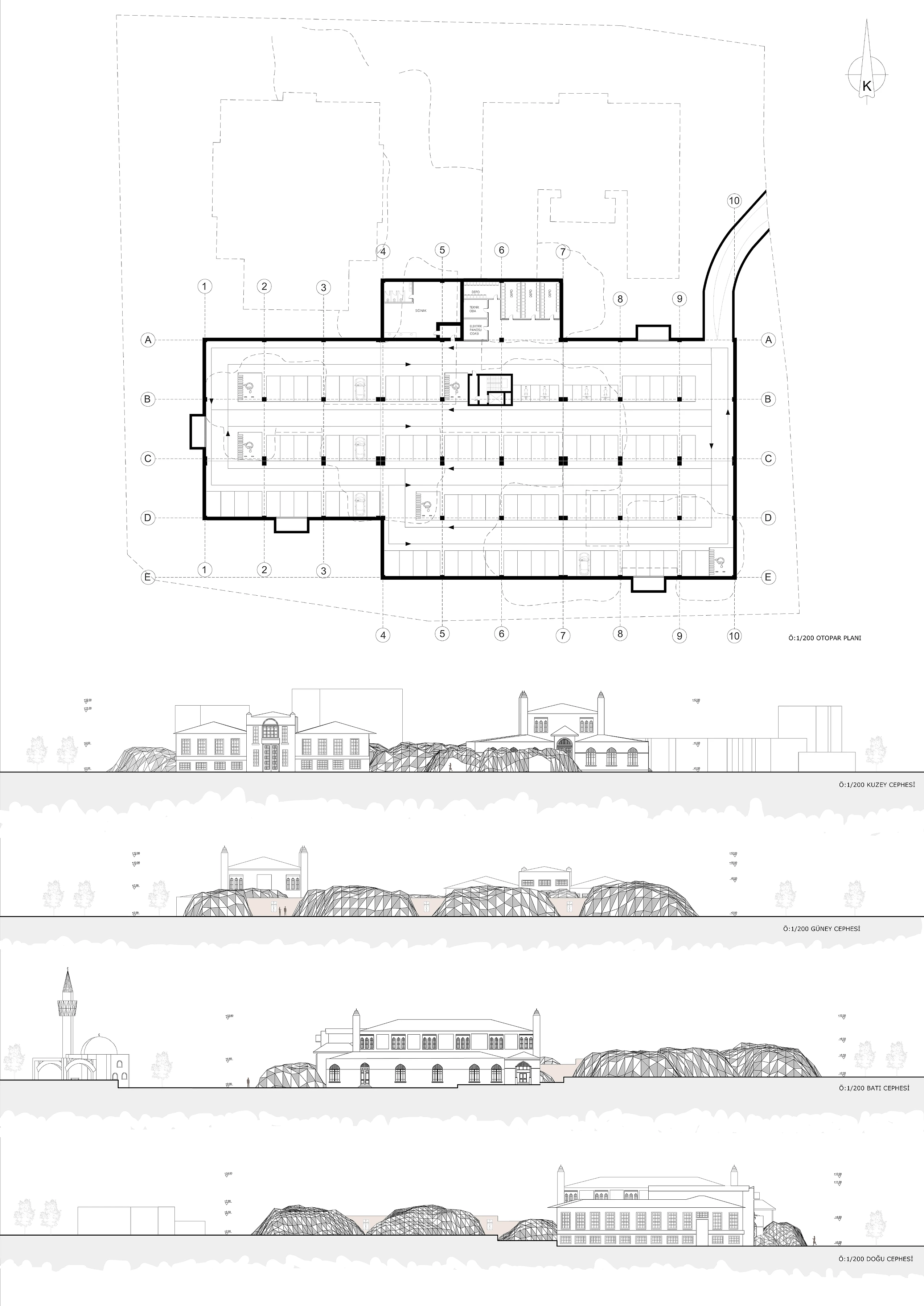 Pafta 2 — Otopark planı, cepheler